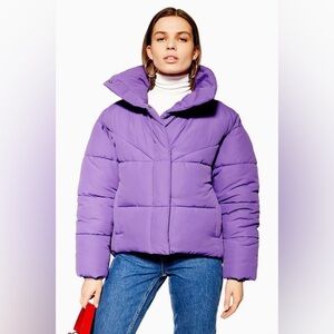 Top shop Puffer Oversized Purple Puffer Jacket Size 4